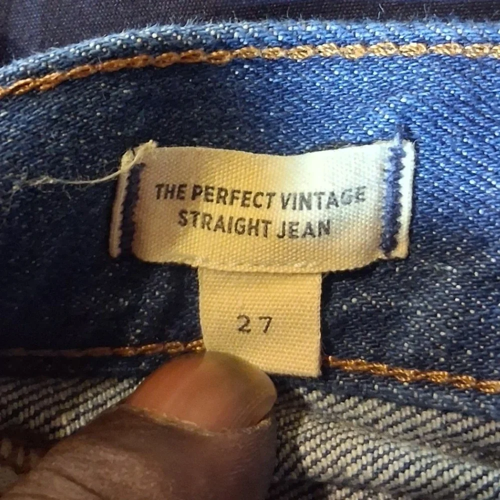Madewell The Perfect Vintage Straight Jean Dark Wash Seam Detail Size 27